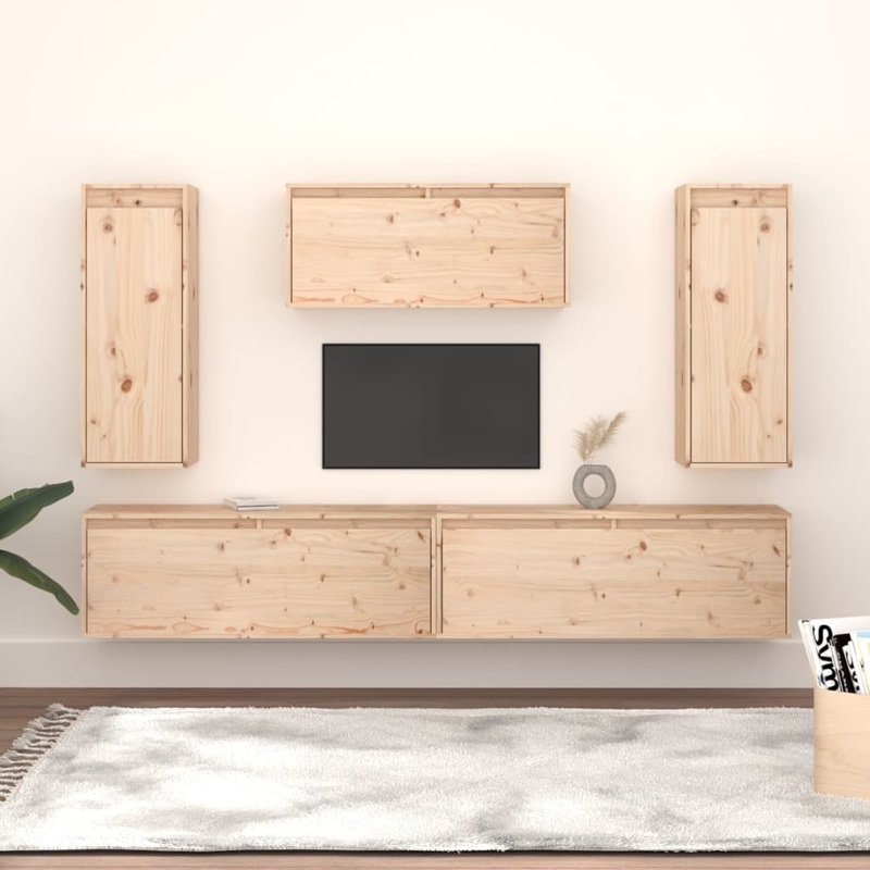 Berkfield TV Cabinets 5 pcs Solid Wood Pine
