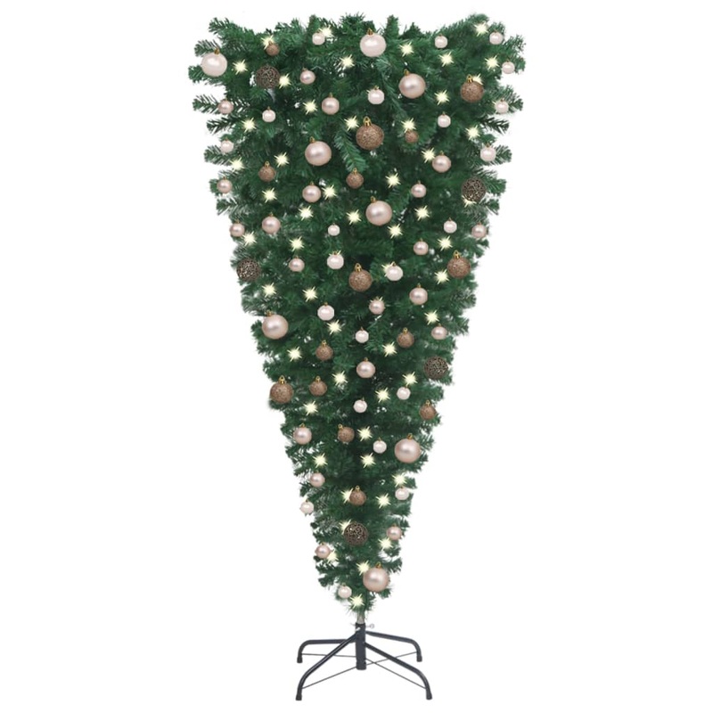 Berkfield Upside-down Artificial Christmas Tree with LEDs&Ball Set 240 cm