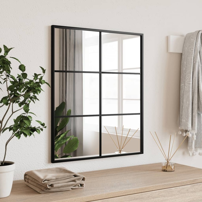 Berkfield Wall Mirror Black 50×60 cm Rectangle Iron