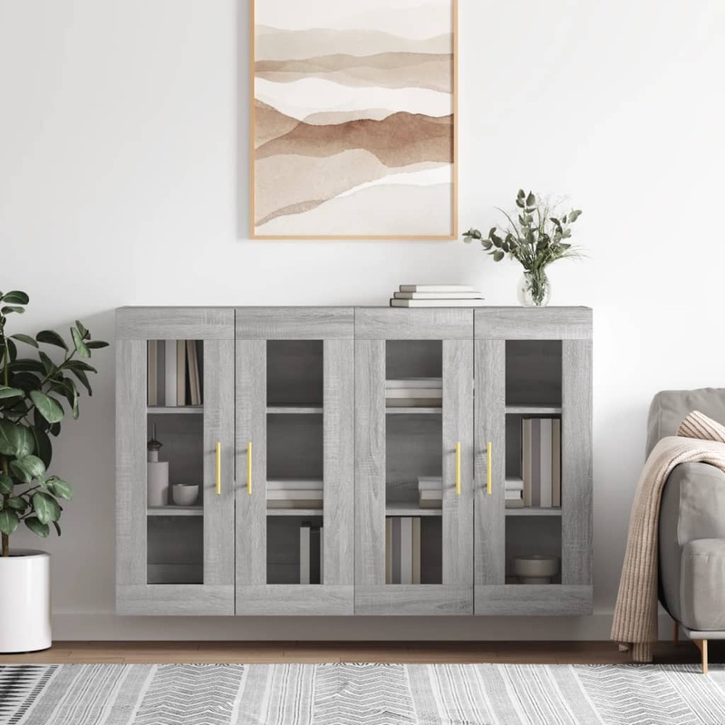Berkfield Wall Mounted Cabinets 2 pcs Grey Sonoma Engineered Wood
