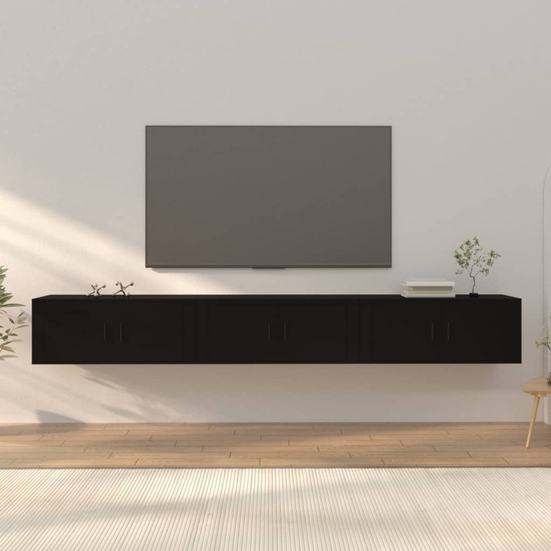 Berkfield Wall-mounted TV Cabinets 3 pcs Black 100×34.5×40 cm