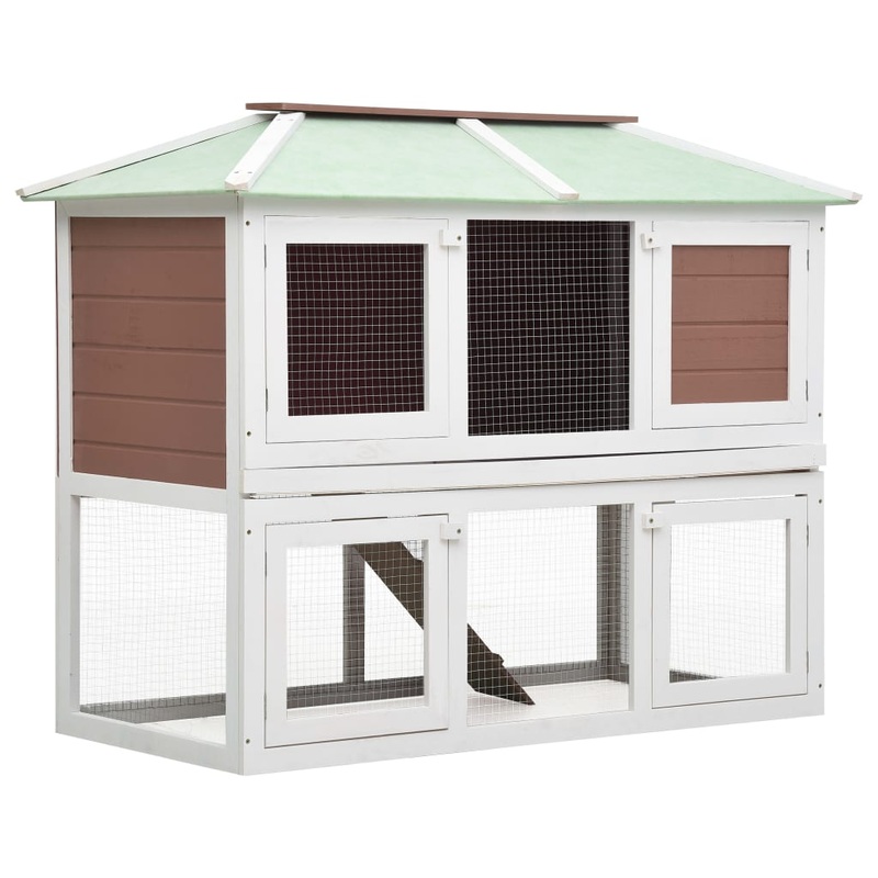 Berkfield Animal Rabbit Cage Double Floor Brown Wood