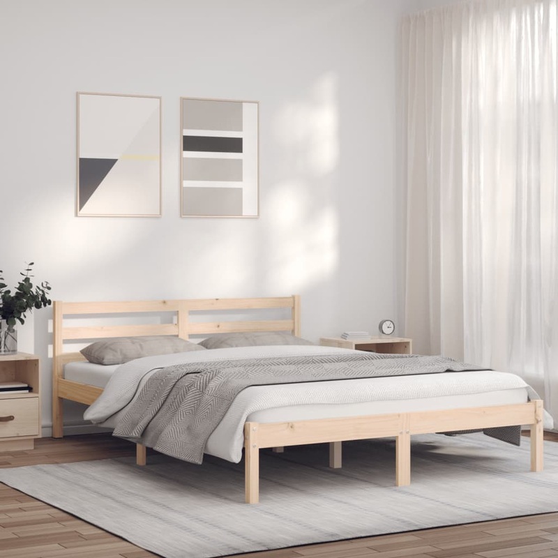 Berkfield Bed Frame 140×200 cm Solid Wood Pine