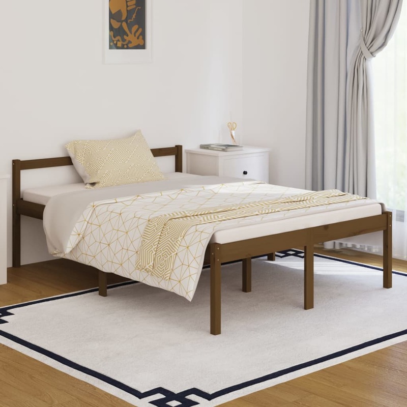 Berkfield Bed Frame Honey Brown 140×190 cm Solid Wood Pine