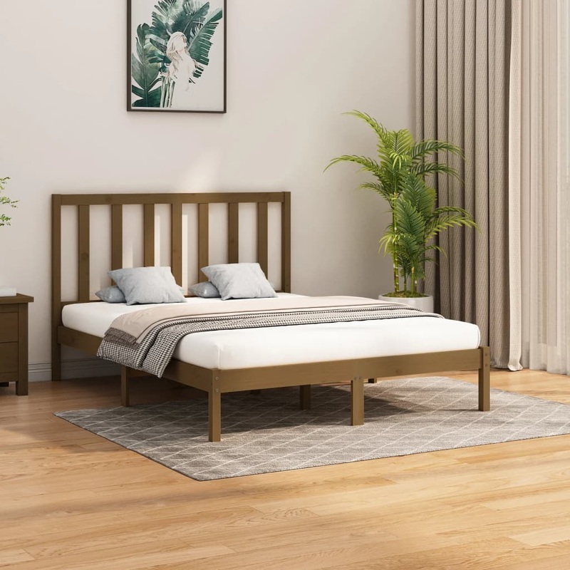 Berkfield Bed Frame Honey Brown Solid Wood 150×200 cm King Size