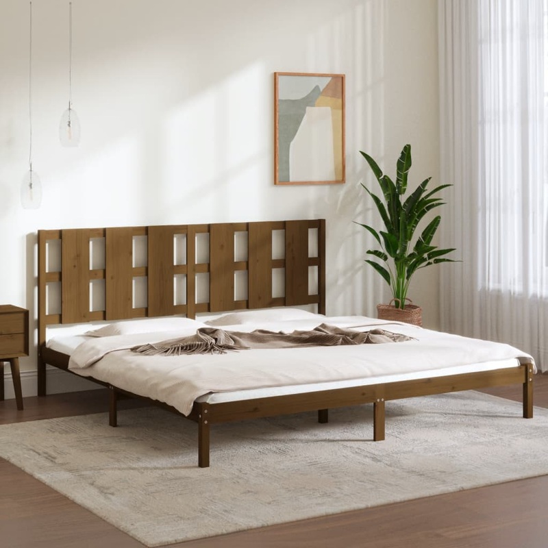 Berkfield Bed Frame Honey Brown Solid Wood 180×200 cm Super King Size