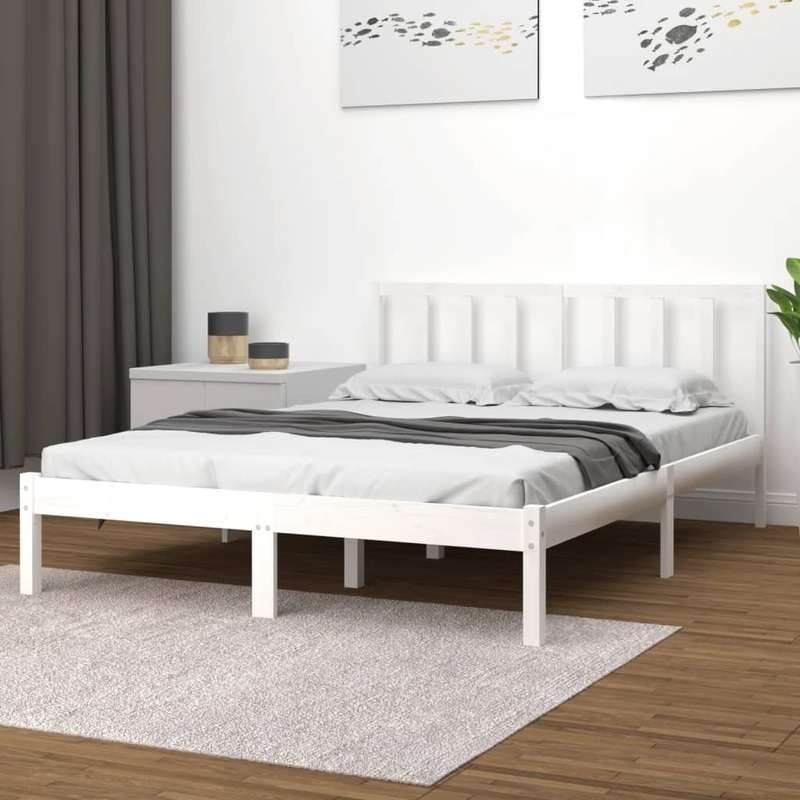 Berkfield Bed Frame White Solid Wood Pine 120×200 cm