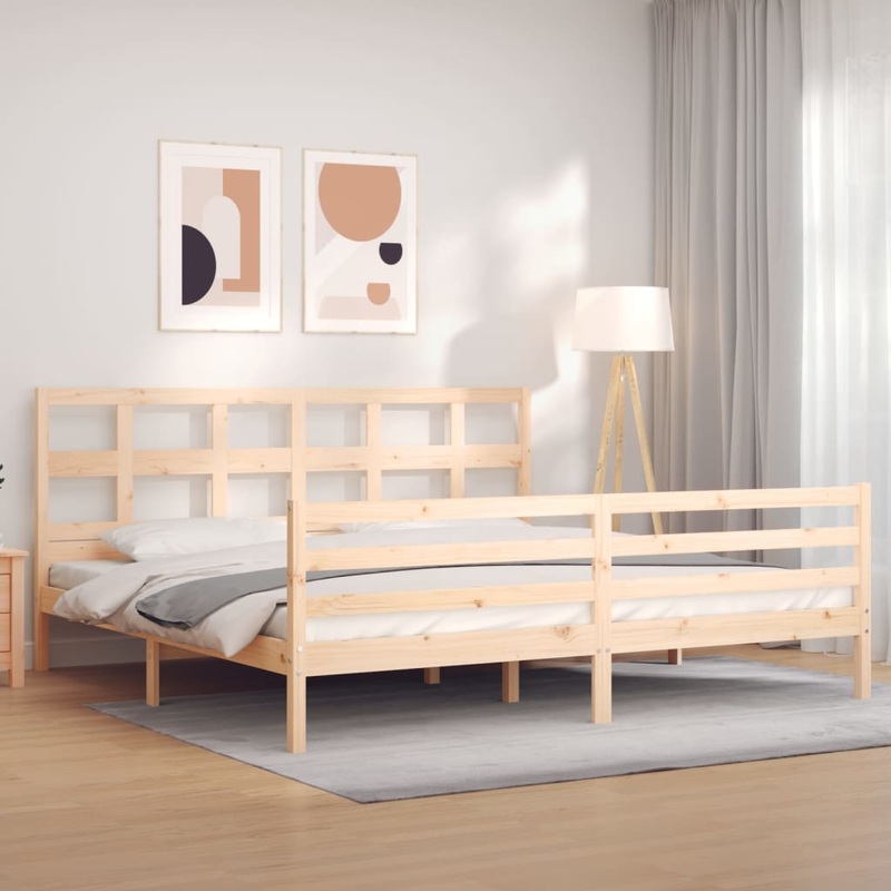 Berkfield Bed Frame with Headboard Super King Size Solid Wood