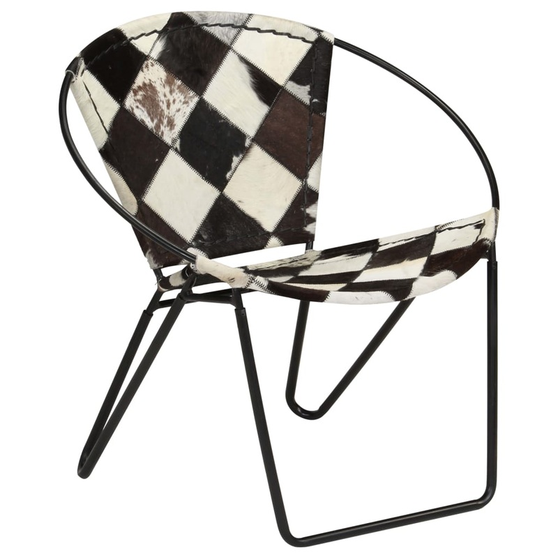 Berkfield Chair Diamond Black Real Leather