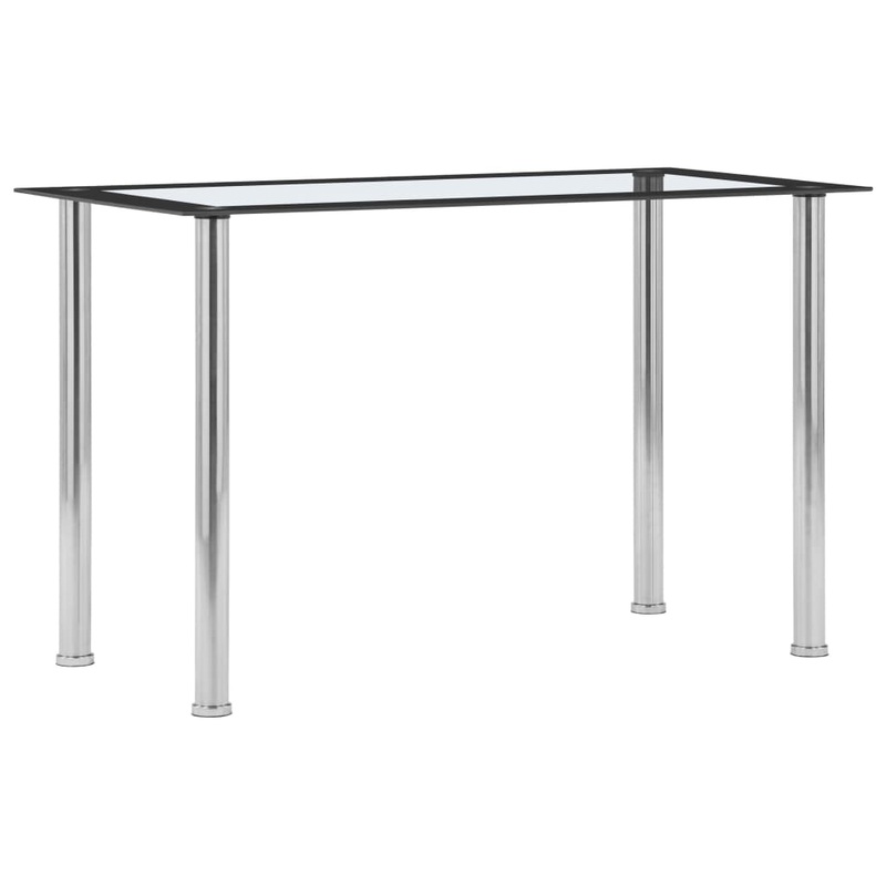 Berkfield Dining Table Black and Transparent 120x60x75 cm Tempered Glass
