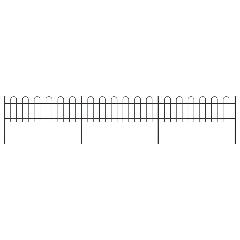 Berkfield Garden Fence with Hoop Top Steel 5.1×0.6 m Black