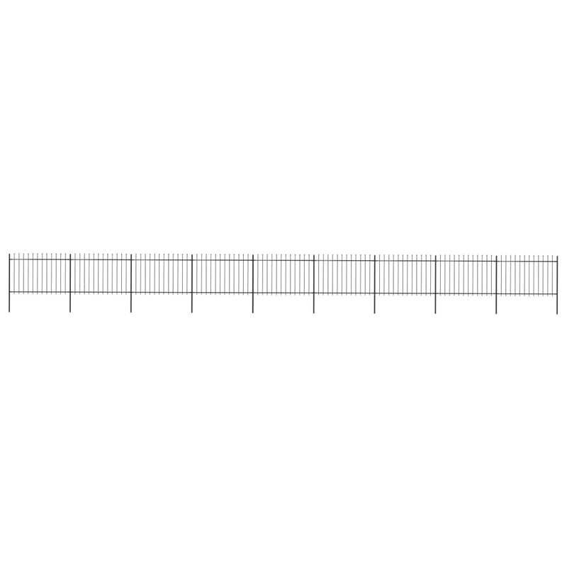 Berkfield Garden Fence with Spear Top Steel 15.3×1.2 m Black