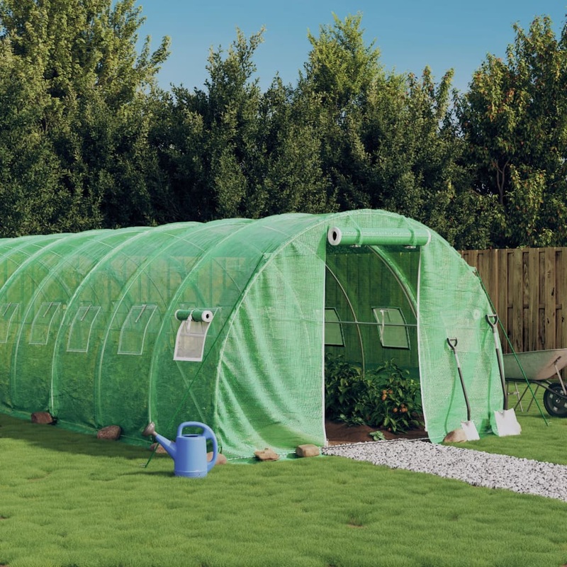 Berkfield Greenhouse with Steel Frame Green 42 m__ 14x3x2 m