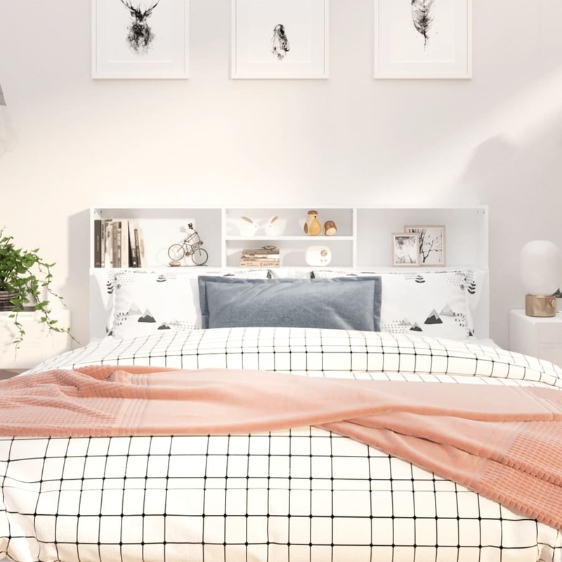 Berkfield Headboard Cabinet White 180x19x103.5 cm