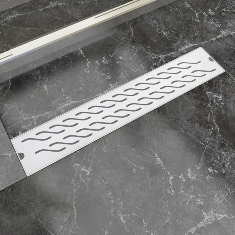 Berkfield Linear Shower Drain Wave 630×140 mm Stainless Steel
