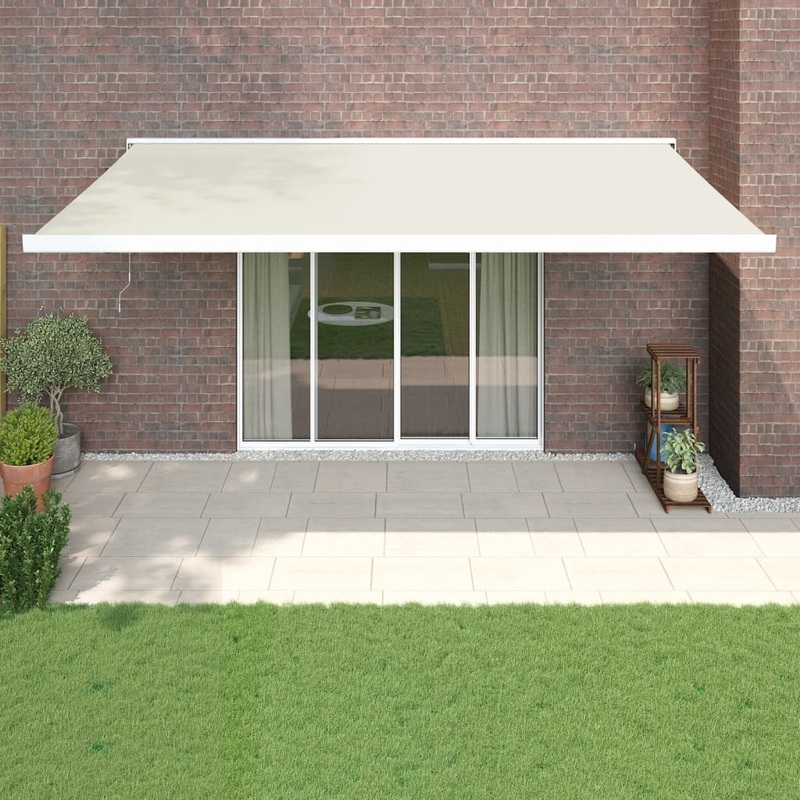 Berkfield Retractable Awning Cream 5×3 m Fabric and Aluminium