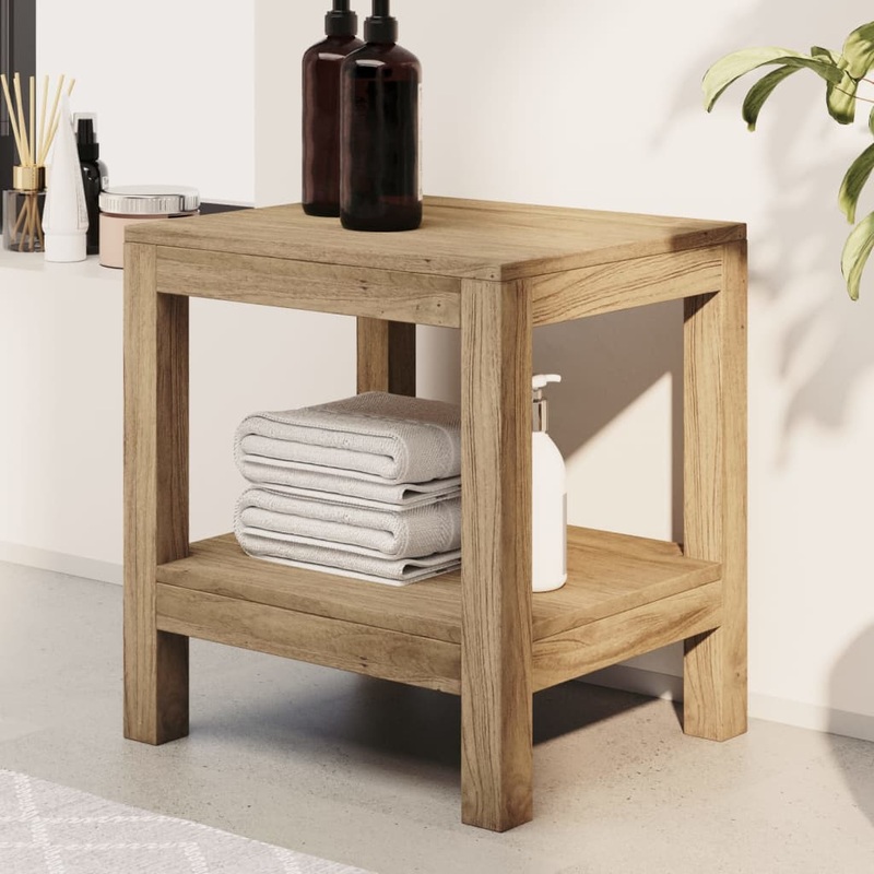 Berkfield Shower Bench 45x35x45 cm Solid Wood Teak