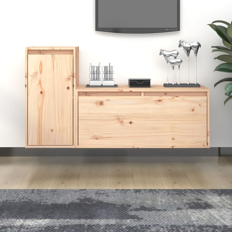 Berkfield TV Cabinets 2 pcs Solid Wood Pine