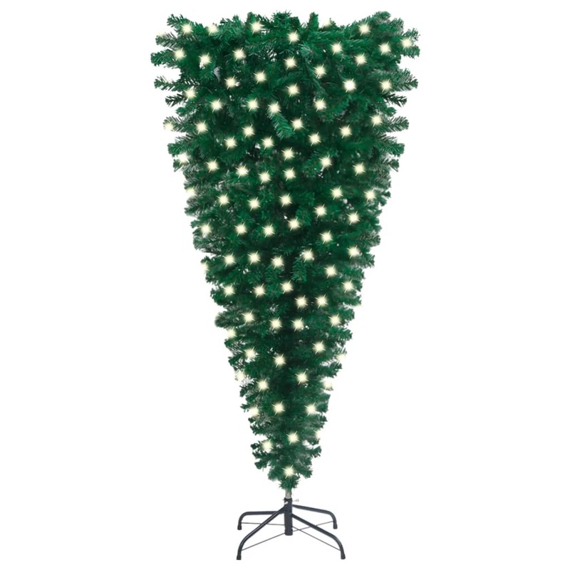 Berkfield Upside-down Artificial Christmas Tree with LEDs Green 180 cm