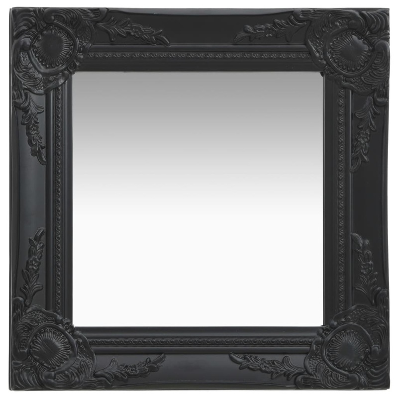 Berkfield Wall Mirror Baroque Style 40×40 cm Black