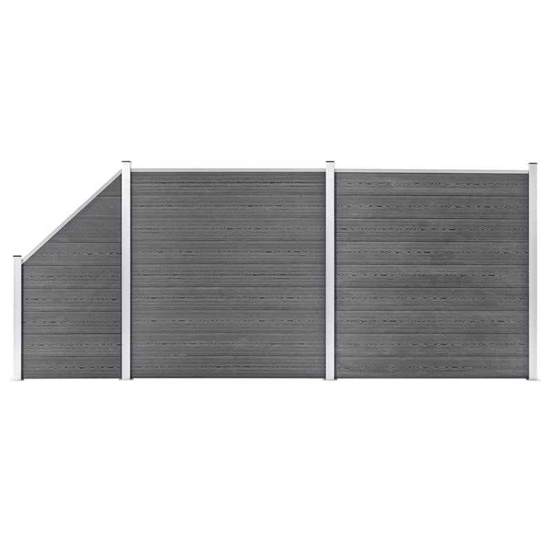 Berkfield WPC Fence Set 2 Square + 1 Slanted 446×186 cm Grey