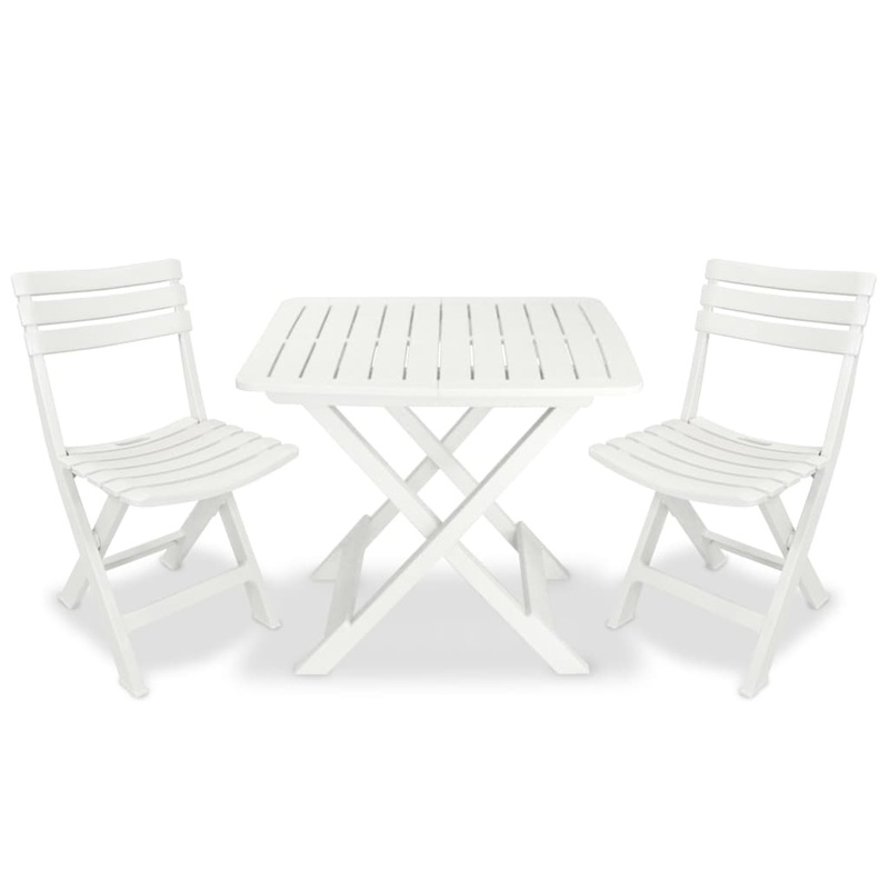 Berkfield 3 Piece Folding Bistro Set Plastic White