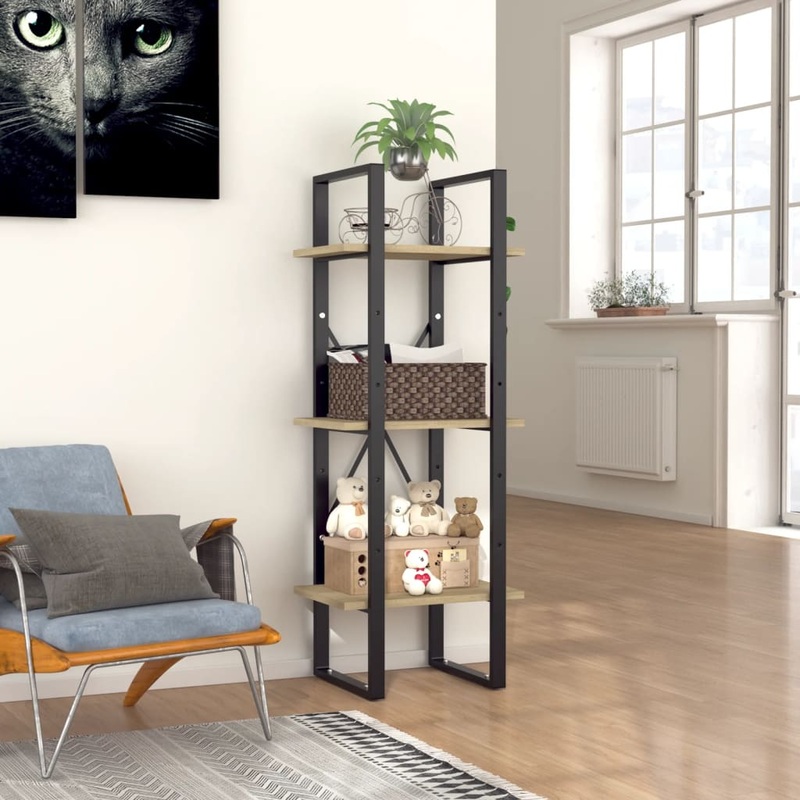 Berkfield 3-Tier Book Cabinet Sonoma Oak 40x30x105 cm Engineered Wood
