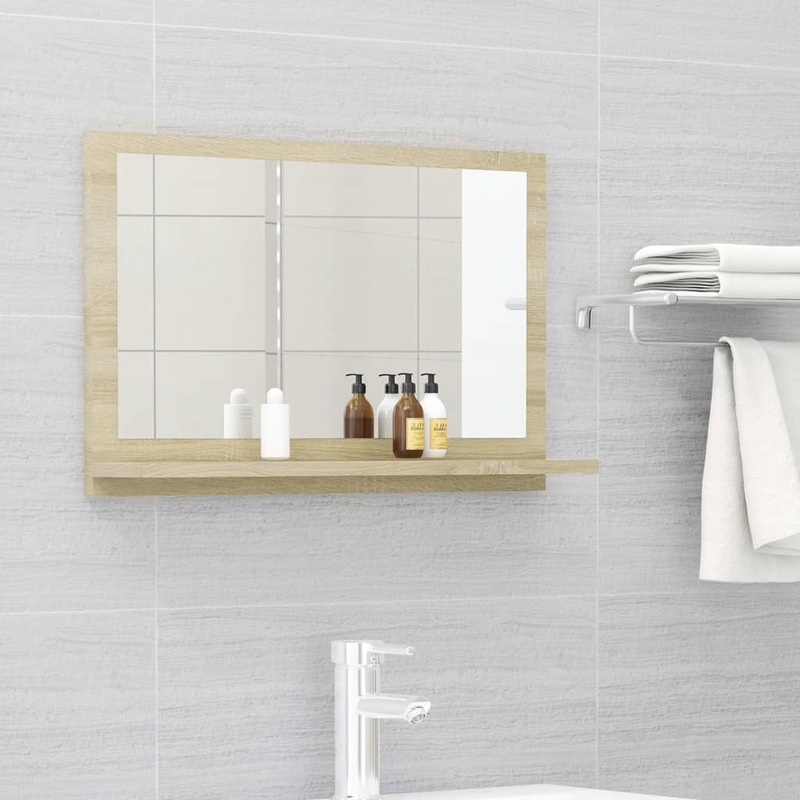 Berkfield Bathroom Mirror Sonoma Oak 60×10.5×37 cm Engineered Wood