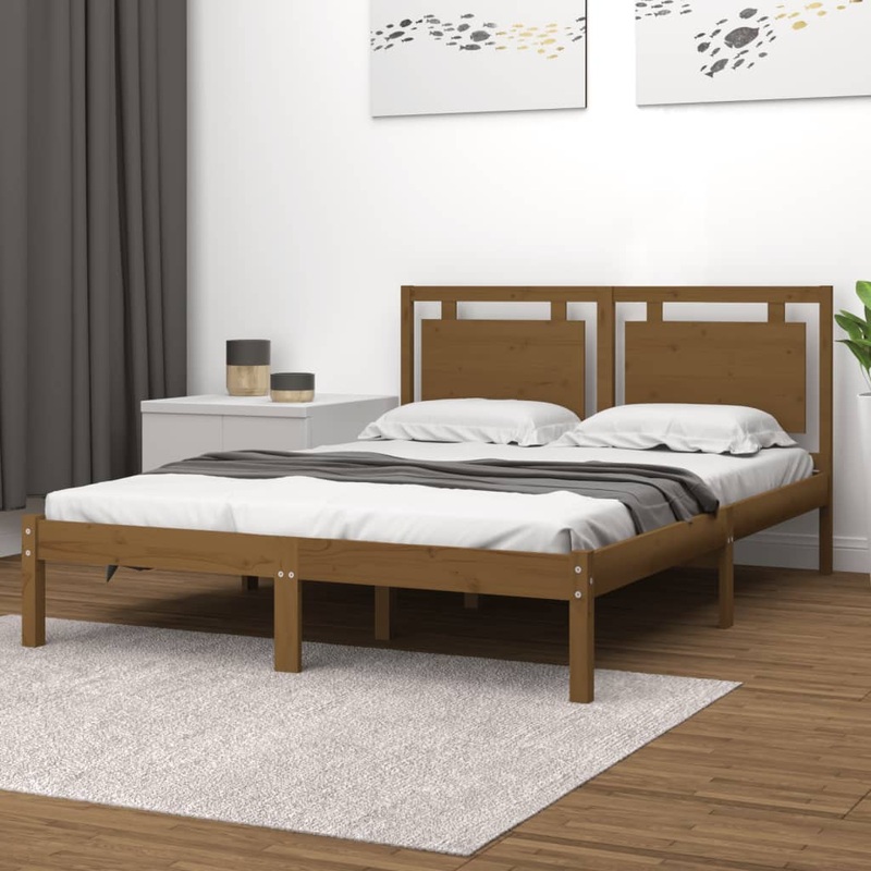 Berkfield Bed Frame Honey Brown Solid Wood 120×190 cm Small Double