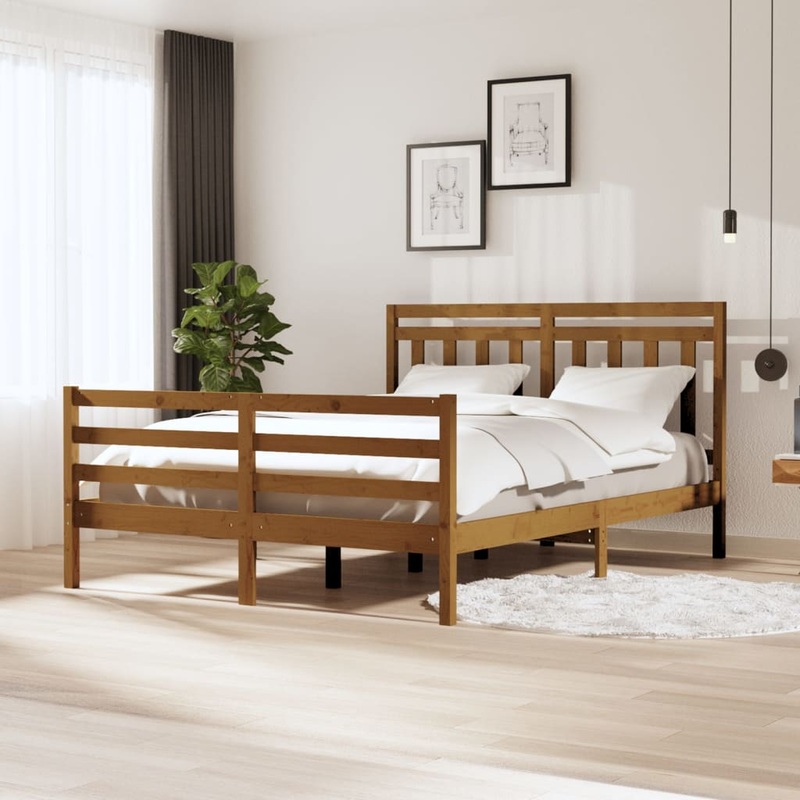 Berkfield Bed Frame Honey Brown Solid Wood 160×200 cm