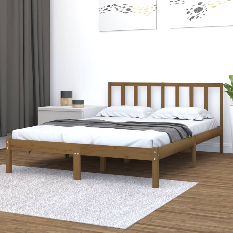 Berkfield Bed Frame Honey Brown Solid Wood Pine 160×200 cm