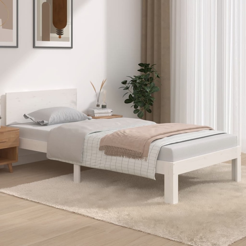 Berkfield Bed Frame White 90×190 cm Solid Wood Pine