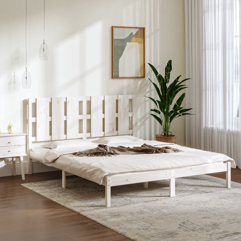 Berkfield Bed Frame White Solid Wood Pine 160×200 cm
