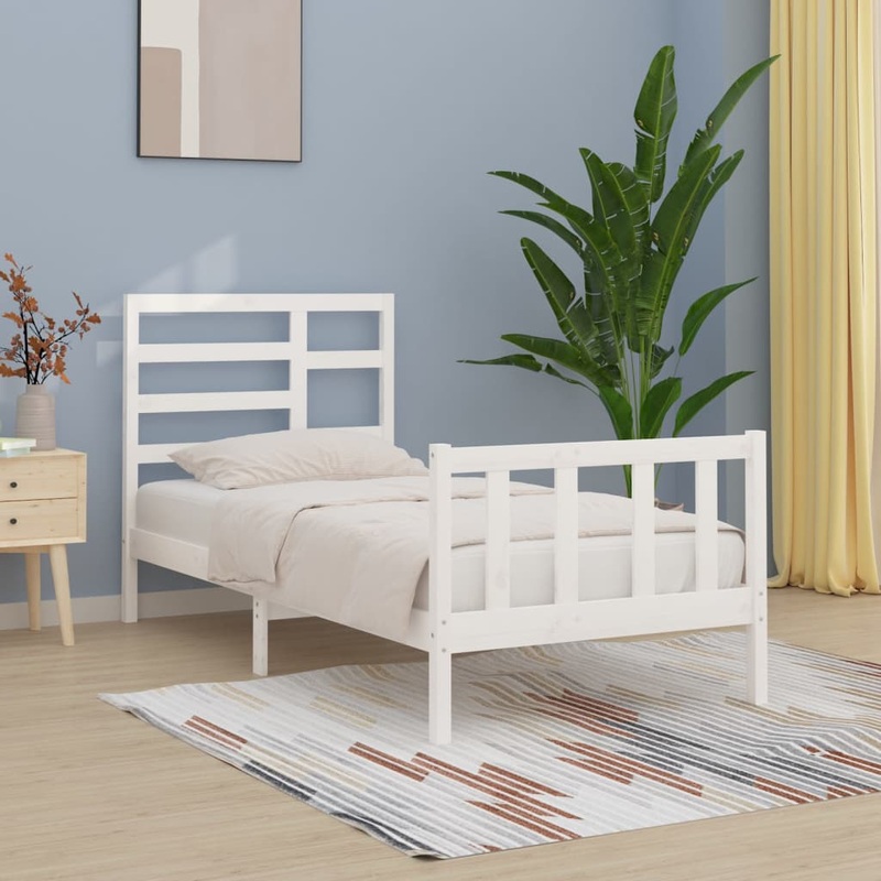 Berkfield Bed Frame White Solid Wood Pine 90×200 cm