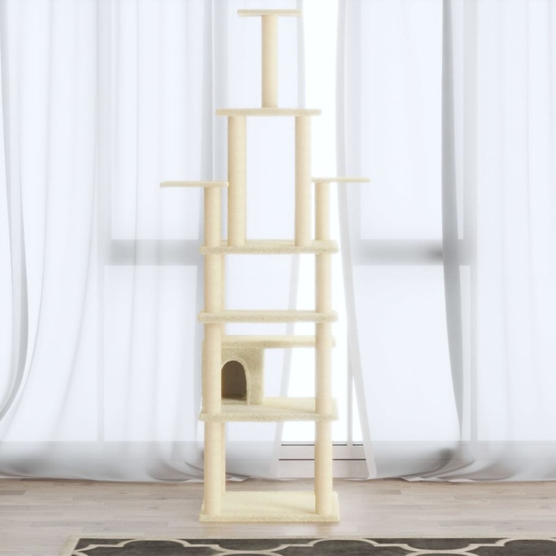 Berkfield Cat Tree with Sisal Scratching Posts Cream 183 cm