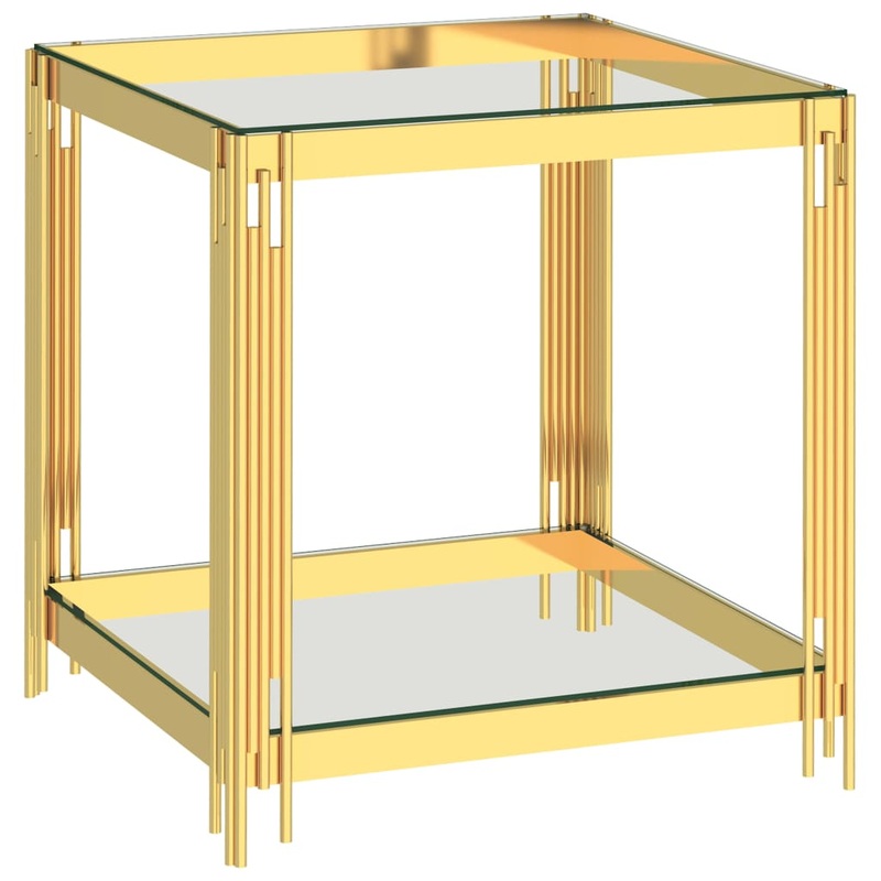 Berkfield Coffee Table Gold 55x55x55 cm Stainless Steel and Glass