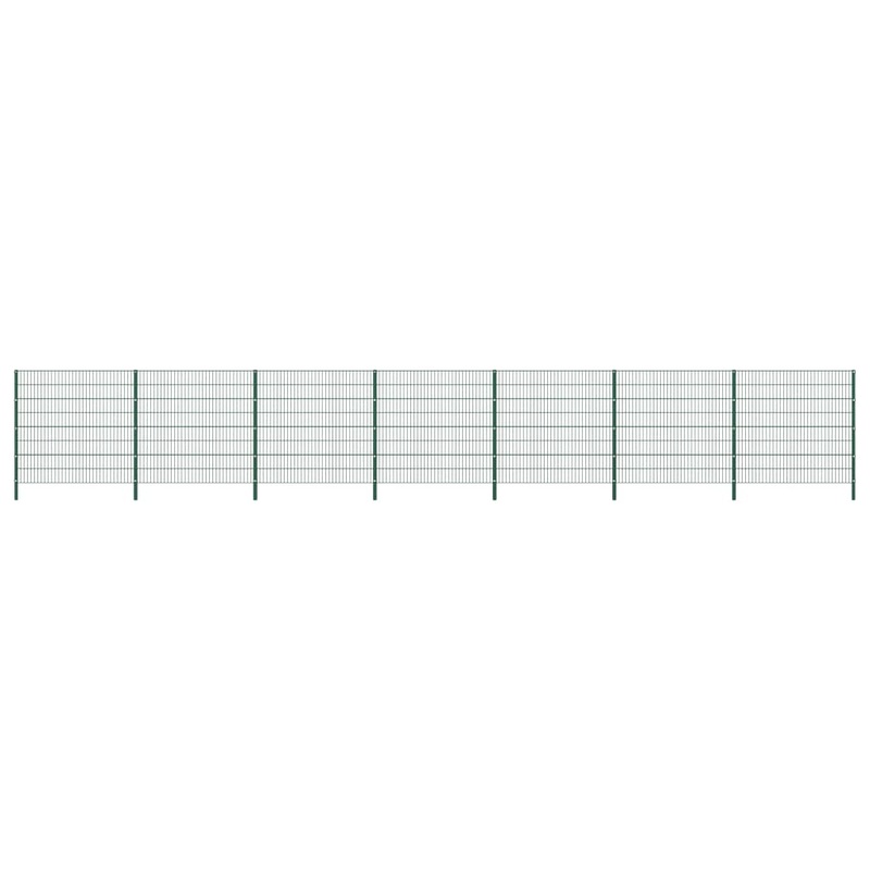 Berkfield Fence Panel with Posts Iron 11.9×1.6 m Green