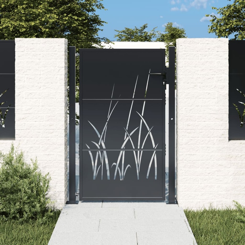 Berkfield Garden Gate Anthracite 105×130 cm Steel Grass Design