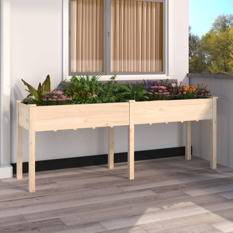 Berkfield Planter with Liner 203x53x76 cm Solid Wood Fir