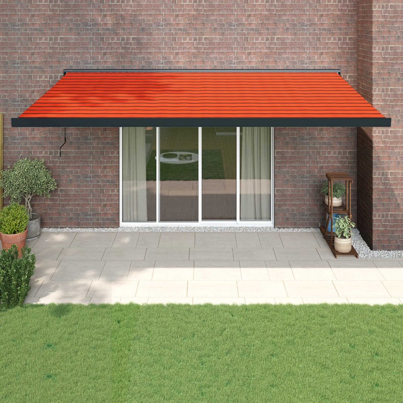 Berkfield Retractable Awning Orange and Brown 5×3 m Fabric and Aluminium
