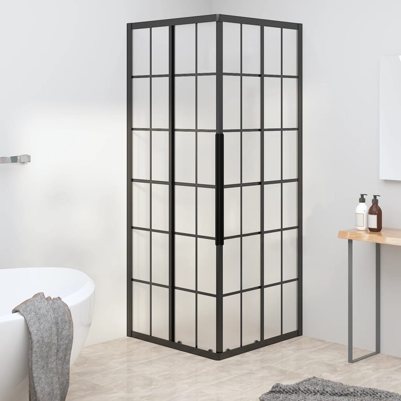 Berkfield Shower Cabin Frosted ESG 80x80x180 cm Black