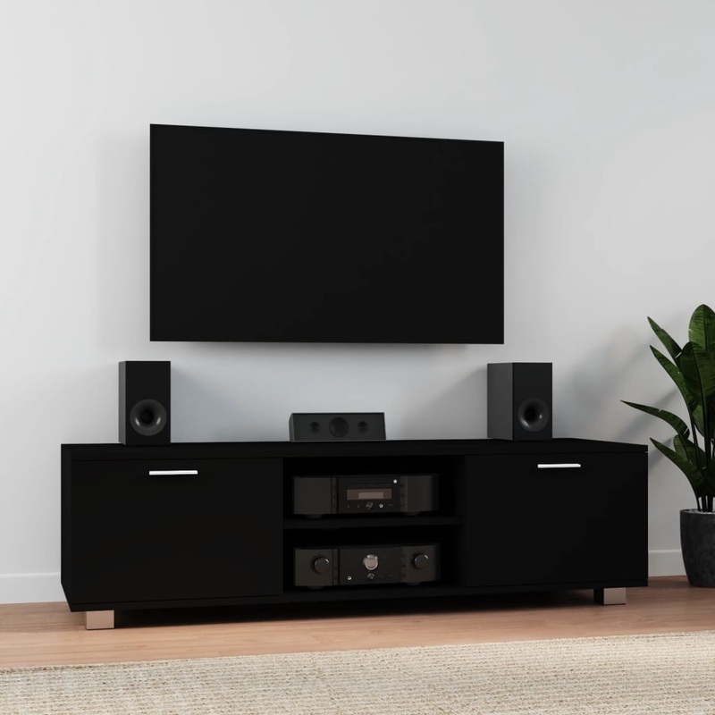 Berkfield TV Cabinet Black 140×40.5×35 cm Engineered Wood