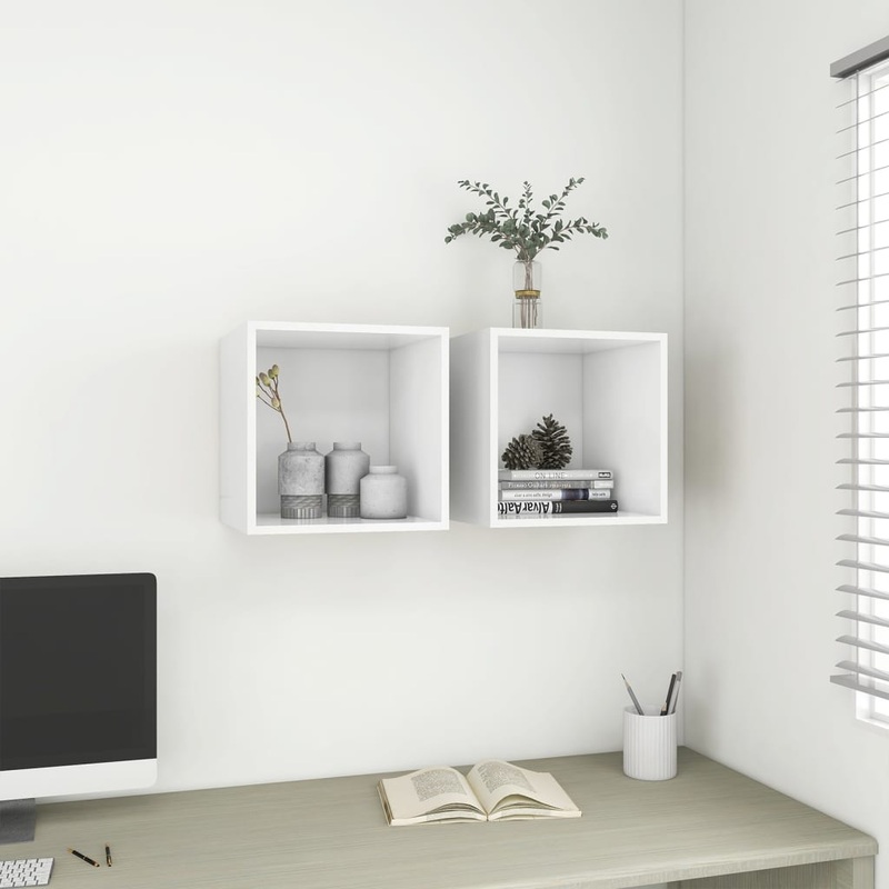 Berkfield Wall Cabinets 2 pcs White 37x37x37 cm Engineered Wood