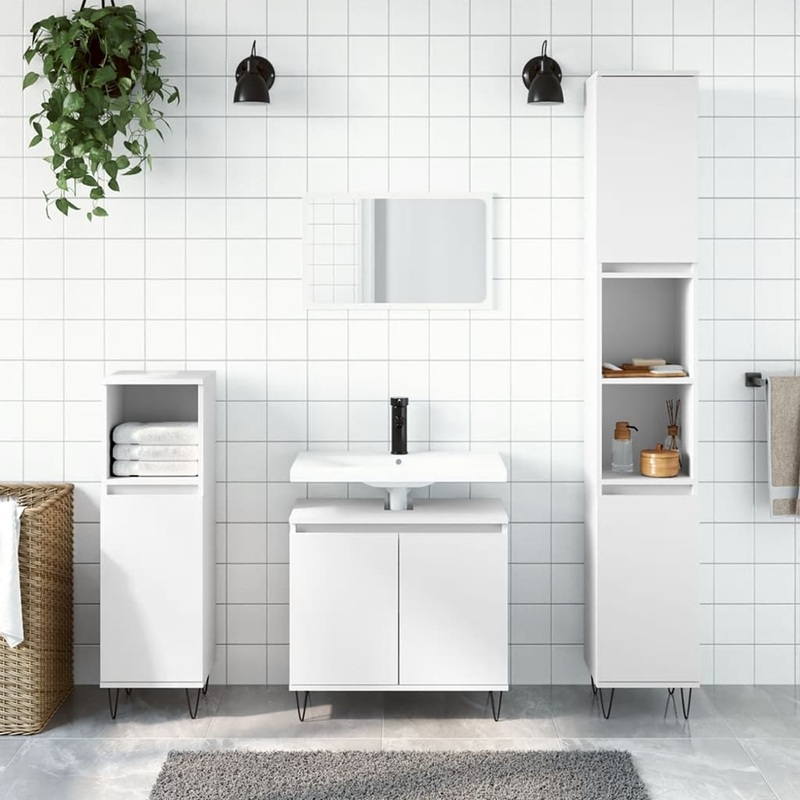 Berkfield 3 Piece Bathroom Furniture Set White Engineered Wood