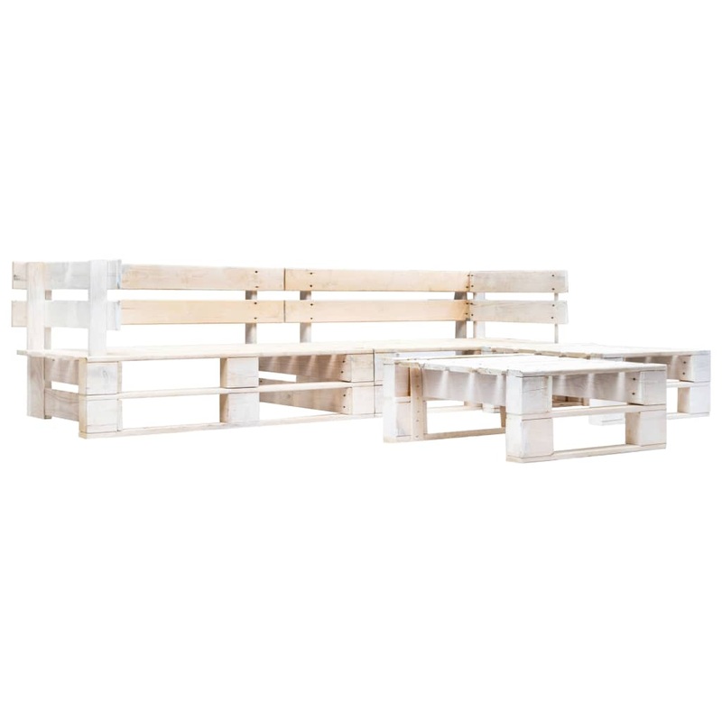 Berkfield 4 Piece Garden Pallet Lounge Set Wood White