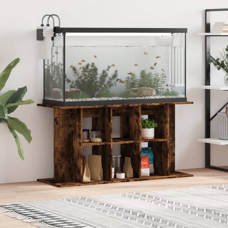 Berkfield Aquarium Stand Smoked Oak 120x40x60 cm Engineered Wood