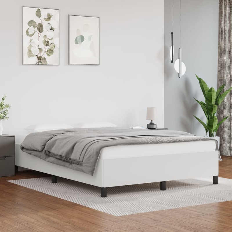 Berkfield Bed Frame White 135×190 cm 4FT6 Double Faux Leather