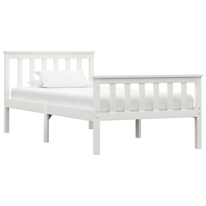 Berkfield Bed Frame White Solid Pinewood 100×200 cm