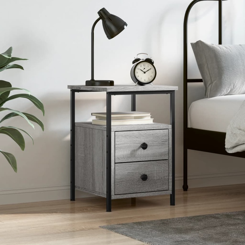 Berkfield Bedside Cabinet Grey Sonoma 34×35.5×50 cm Engineered Wood