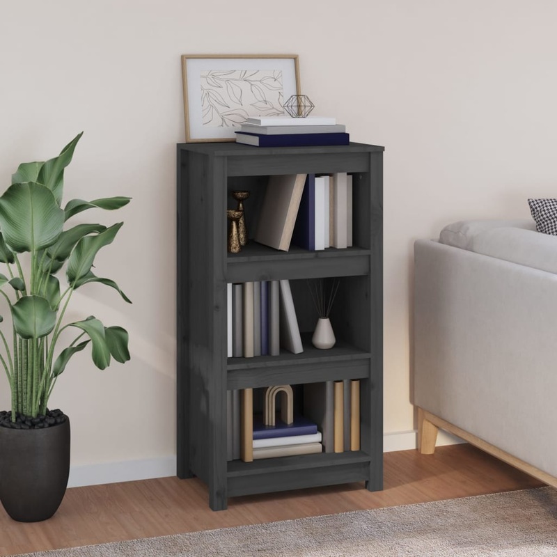 Berkfield Book Cabinet Grey 50x35x97 cm Solid Wood Pine